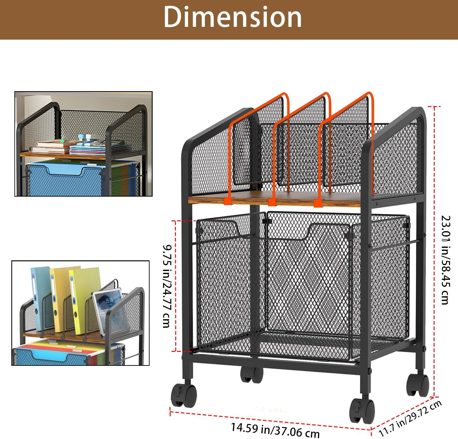 Mobile File Cabinet with Locking Wheels & Storage Drawer - Customizable Partition Hanging Folder Organizer, Compact under Desk Organization for Office Home Use image number 5
