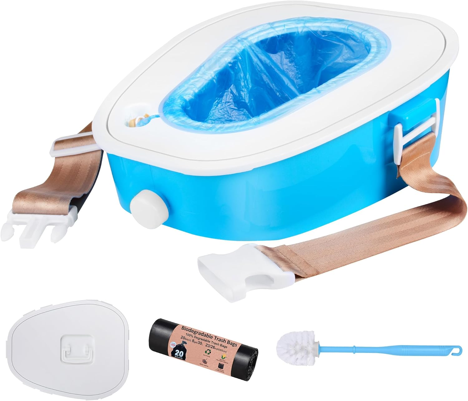 A ARCITON Portable Toilet Car Camping Toilet Indoor & Outdoor Commode,Travel Potty,Portable Toilet for Car,Camping,Hiking,Boating,Long Road Trips,Traffic Jam (Blue) image number 4