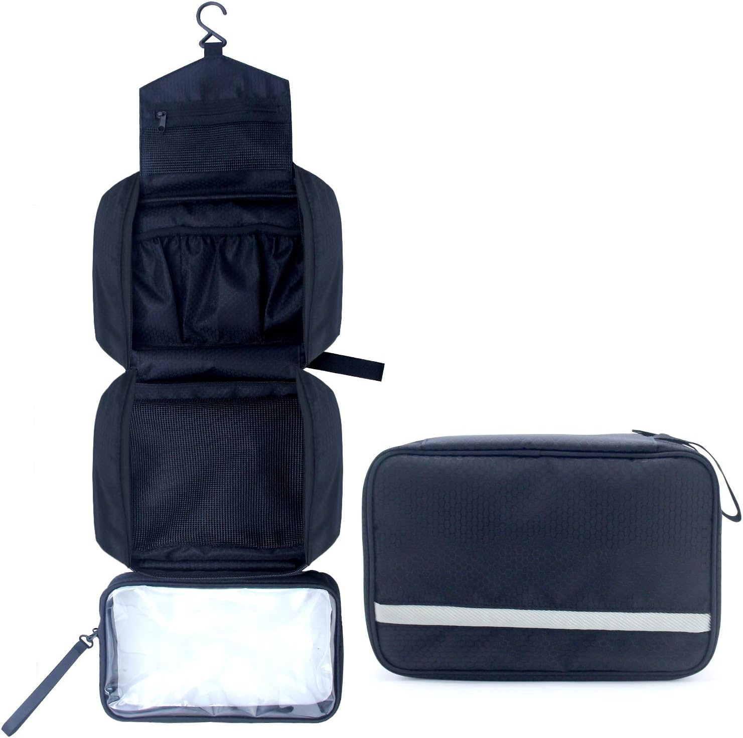 Samtour Travel Toiletry Bag Business Toiletries Bag for Men Shaving Kit Waterproof Hanging Travel Cosmetic Pouch Case for Women (Black) image number 2