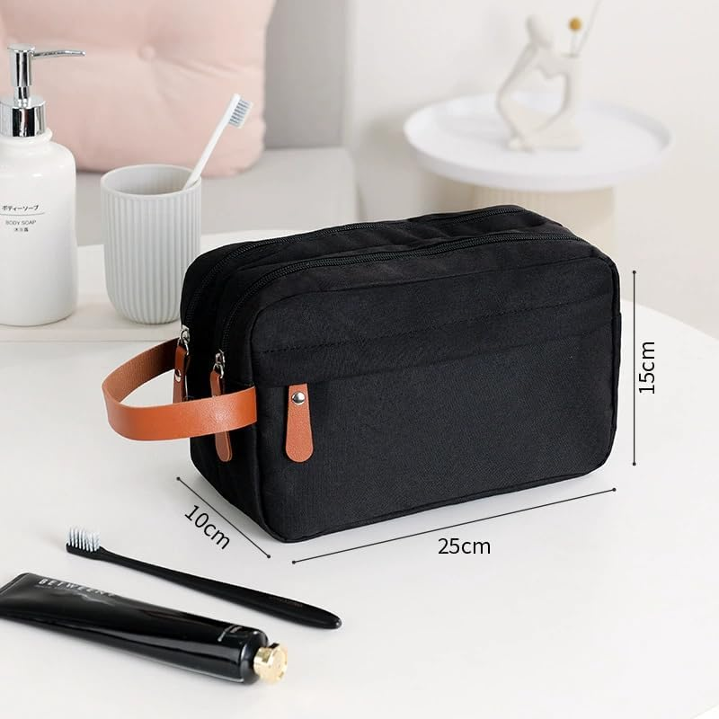 Men'S Water Resistant Canvas Toiletry Bag, 1Pc Black Hanging Shaving Bag, Water Resistant Canvas Shaving Bags Oxford Cloth Toiletry Bags,Travel Cloth Toiletry Caddy for Men image number 6