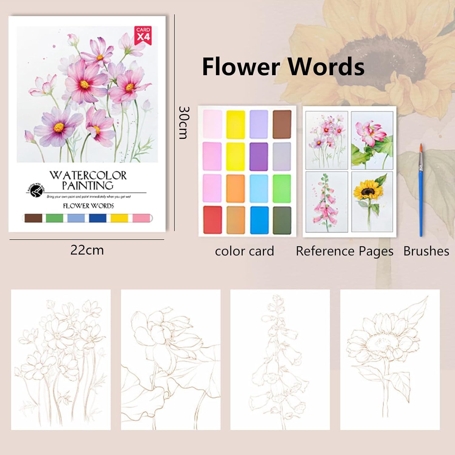 MEIYUETAOSI Watercolor Paint Pad Kit, 3 Themes12 Watercolor Coloring Books for Kids Teens and Adults Beginners 6.6 * 9'' image number 5