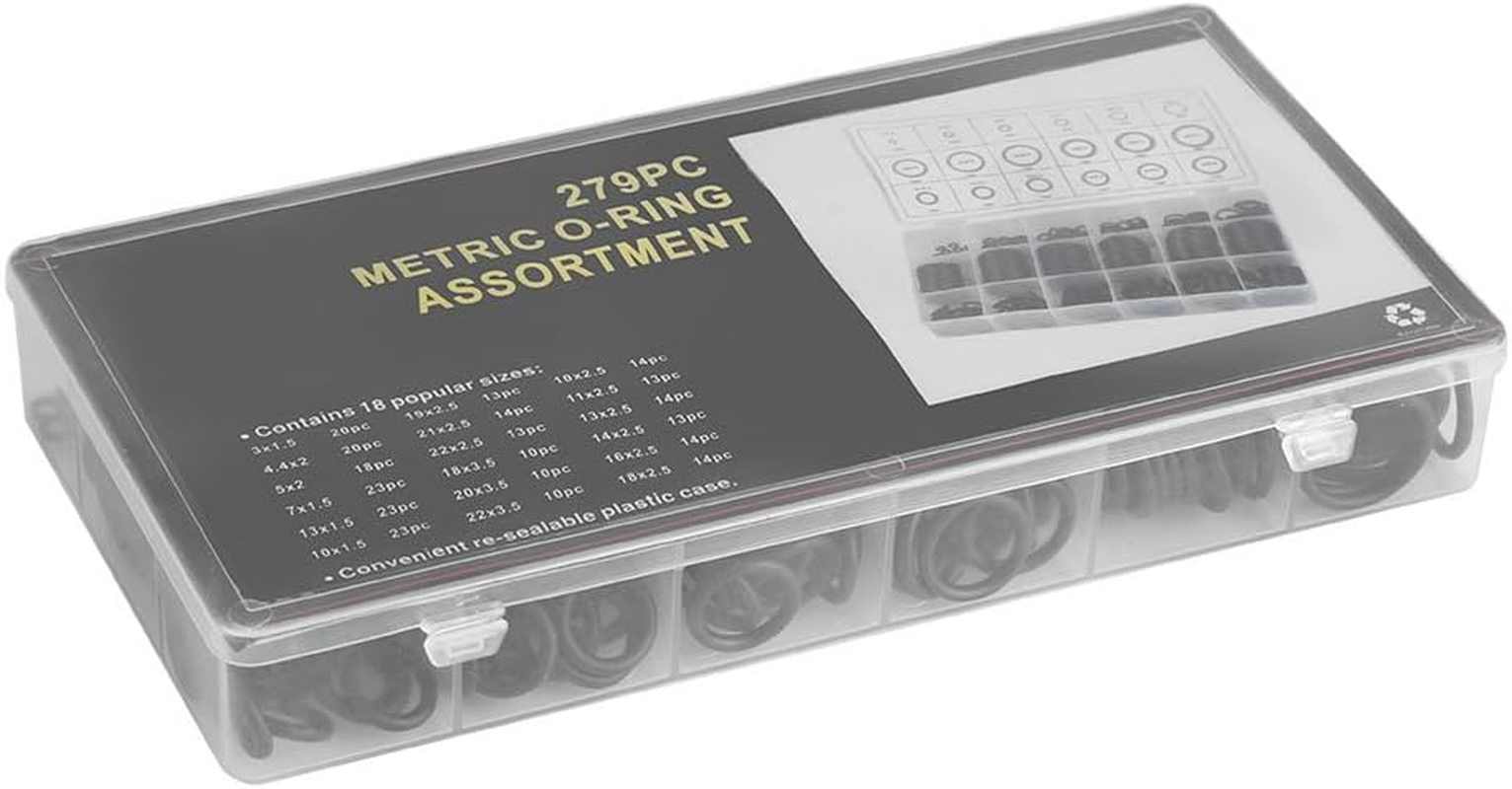 279Pcs/Set O Rings Assortment, 18 Sizes Rubber O-Ring Assortment Set Hydraulic Plumbing Gaskets Seal Kit, O Ring Kit image number 1