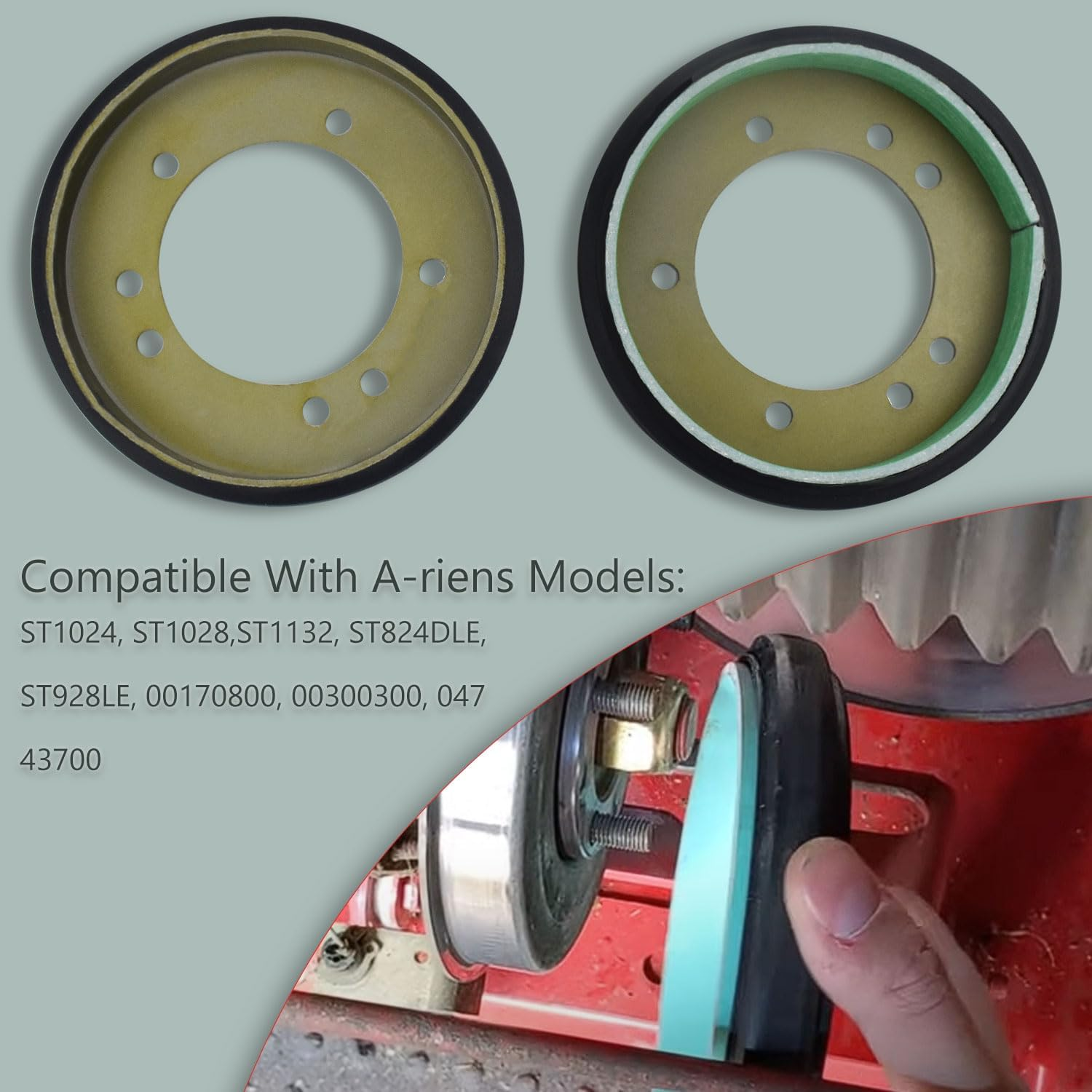 04743700 Lawn Tractor Drive Disc Kit with Liner/Friction Wheel, Compatible with Sn-Apper Riding Clutch Disc, Replace Models 240-975, 7053103, 7600135, 5-3103, 5-7423 (OD 6" ID 5-1/8") (2 Pack) image number 6