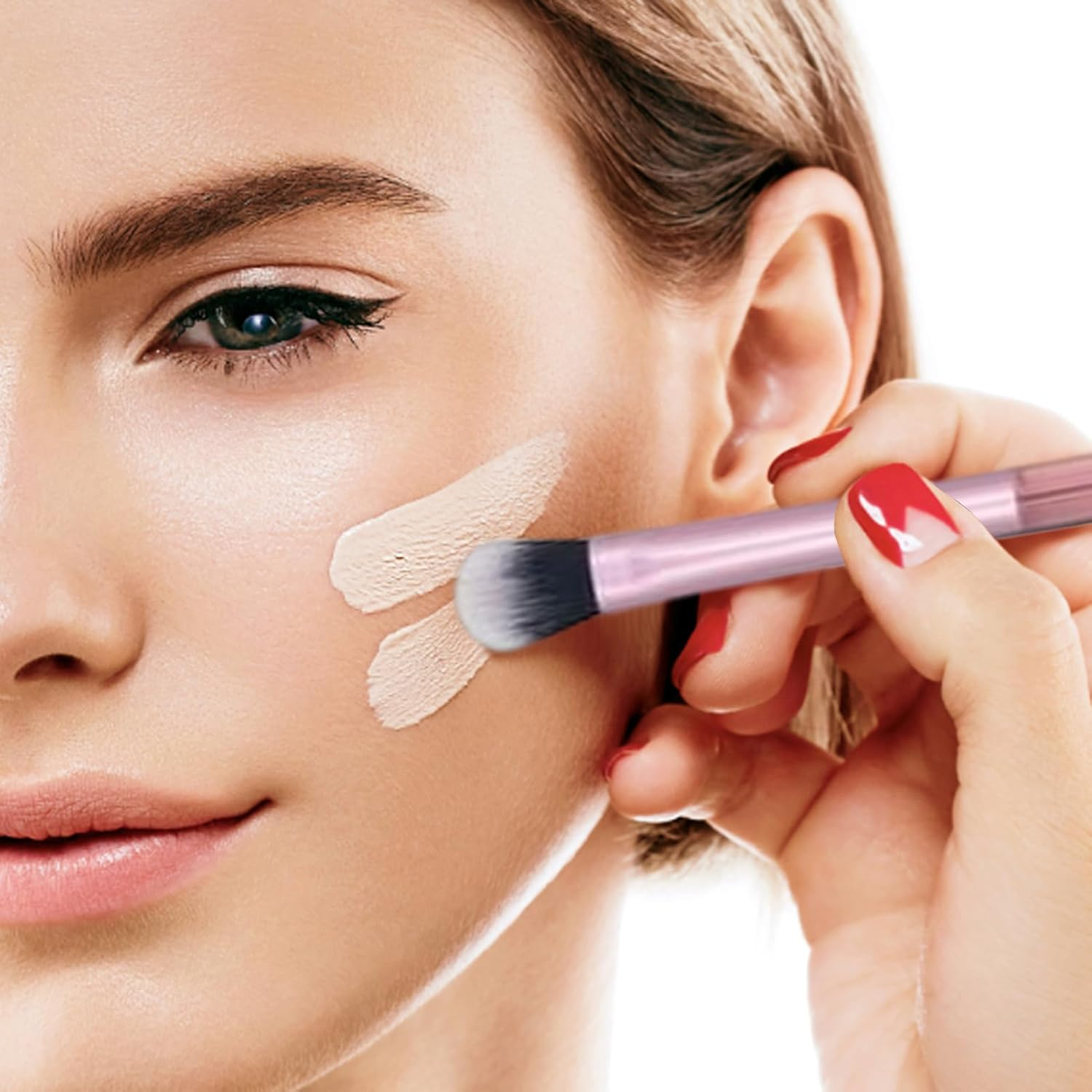 Travel Makeup Brushes - Ergonomic Travel Makeup Brush Set - Professional Anti-Slip Cosmetic Tool for Beauty Women Artist Powder Blush Eye Shadow image number 3