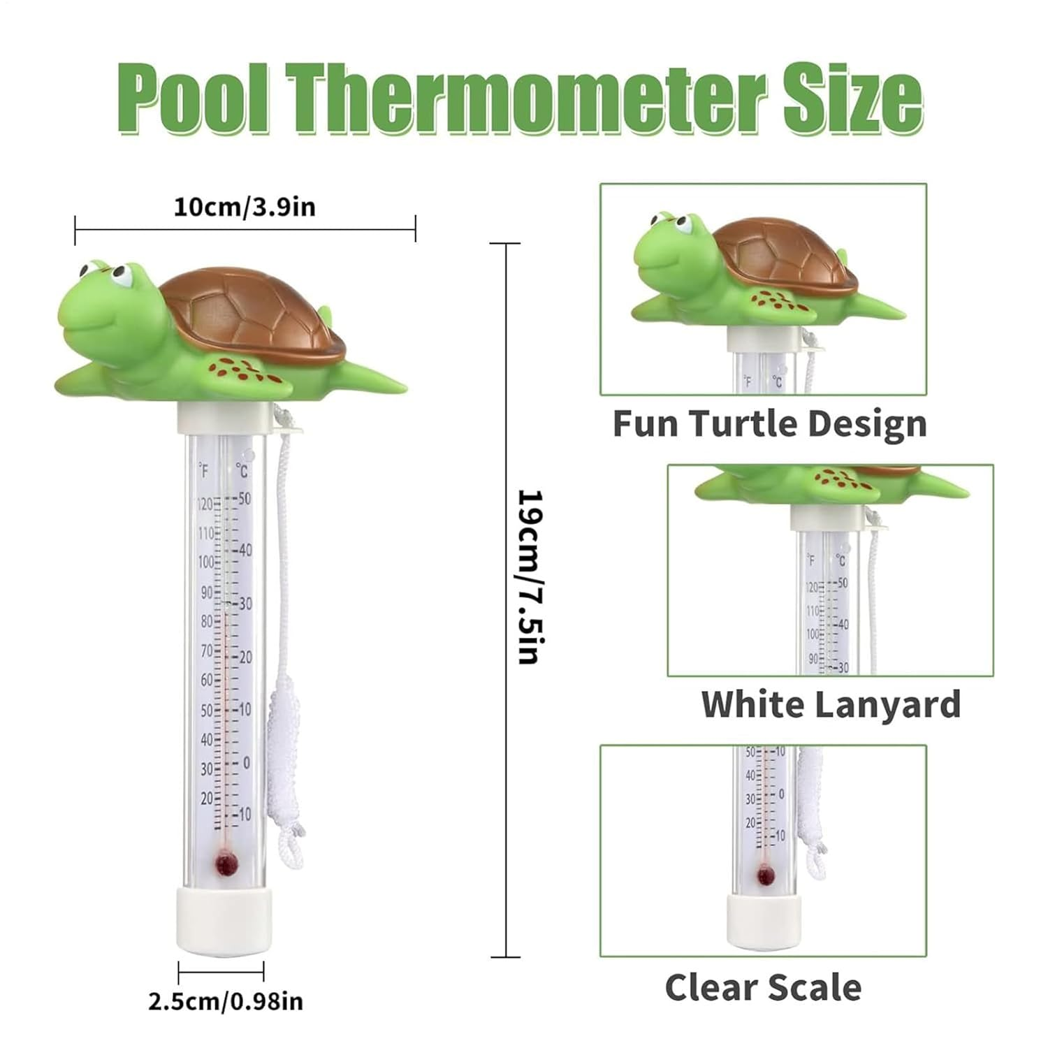 Bath Thermometer, Pool Temperature Gauge, Pools Thermometers Easy to Read, Animal Shape Meter, Floating Swimming Pool Thermometers for Hot Tubs, Aquariums, Ice Baths image number 3