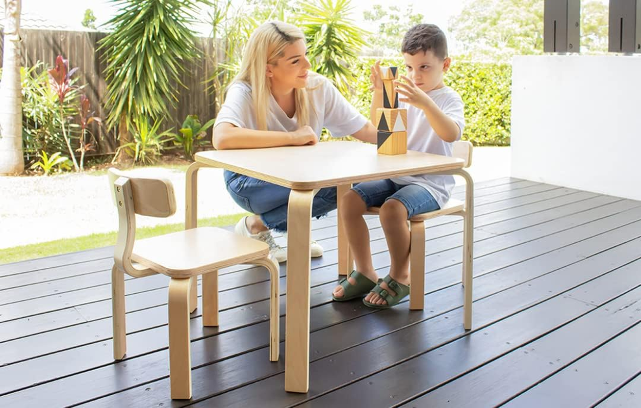 Babyhood Baby Scandi Playing Table and Chairs Set, Natural (3 Piece) image number 4