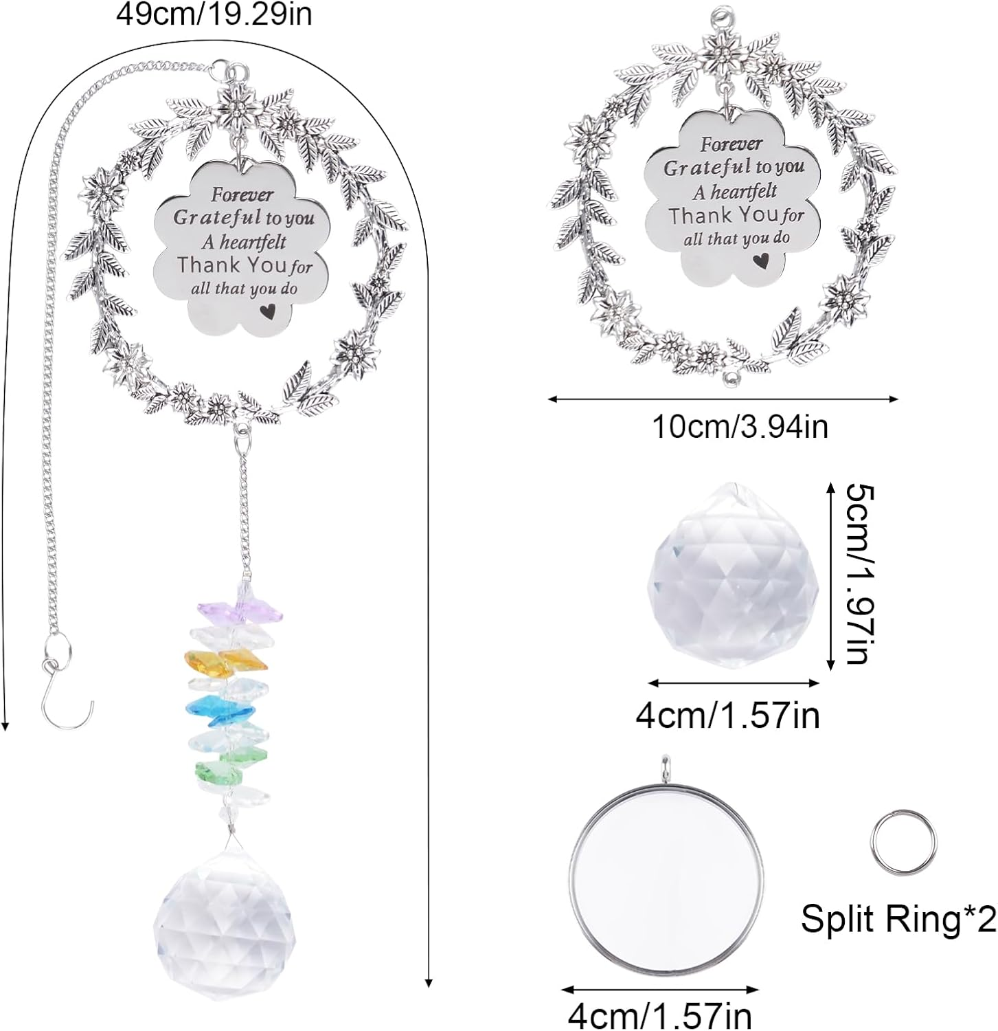 HACRAHO Pet Suncatcher, Memorial Gift for Dogs, Clear Crystal Ball Rainbow Suncatcher with Metal Flower Wreath and Memorial Label, Metal Wreath Design Ornament image number 1