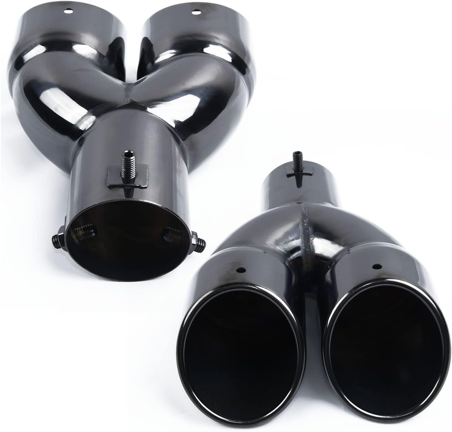 Muffler Universal 63Mm Double Outlet Car Exhaust Systems Pipe Nozzle Muffler Tail Rear Decoration Tube Silencer Straight Car Tuning image number 2