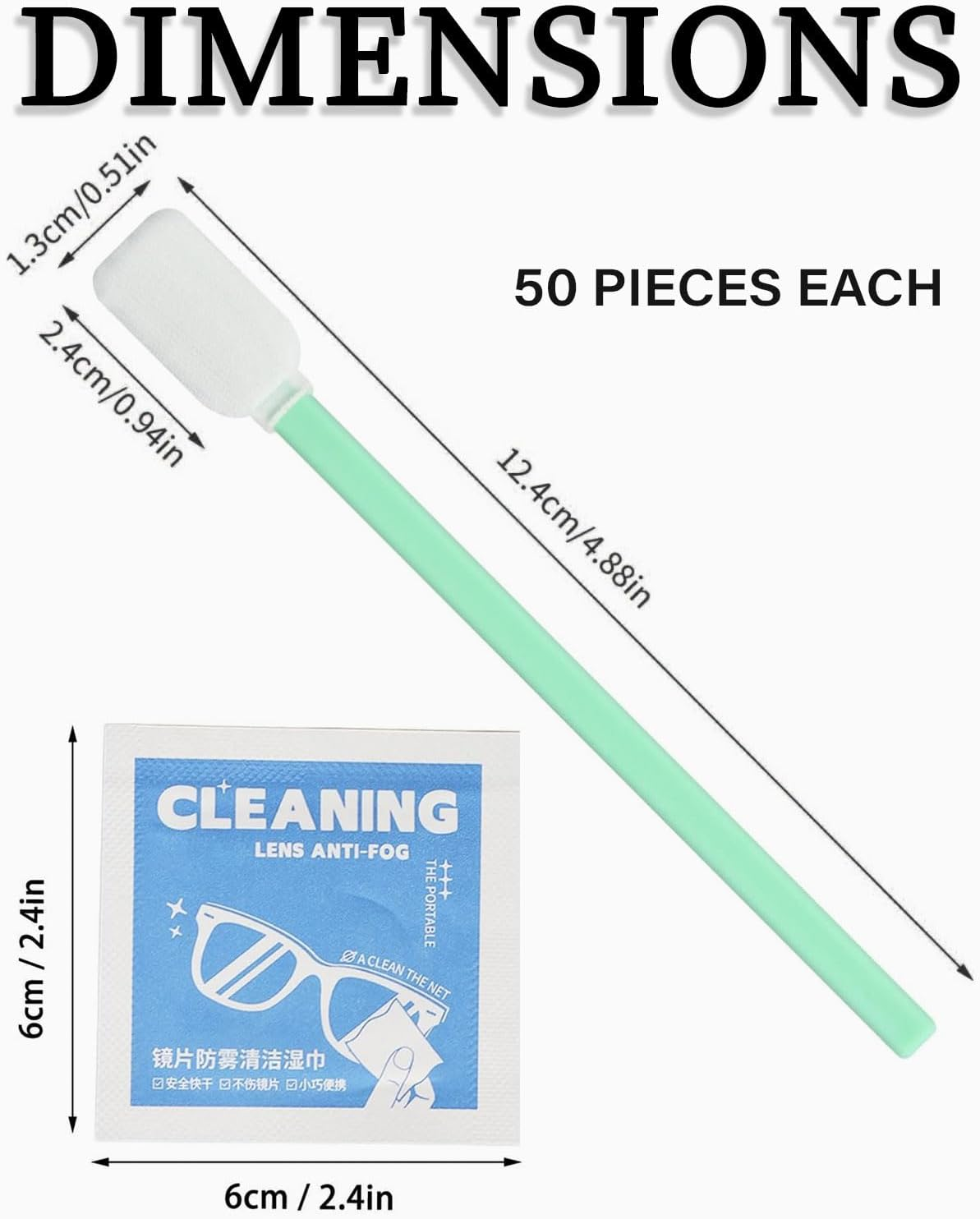 50Pcs Foam Cleaning Swabs Sterile Cleaning Sponge Sponge Swabs for Cameras Lens Inkjet Printer Soft Cotton Tips with 50 Cleaning Wipes image number 4