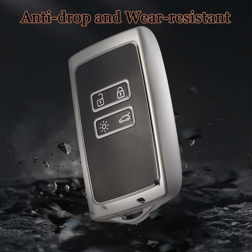 HIBEYO Key Fob Cover for Renault Kadjar Koleos Clio Scenic Megane Duster Sandero Captur Twingo 4 Button Key Shell Smart Key Cover for Renault Accessories-Blue - Gold Black image number 7