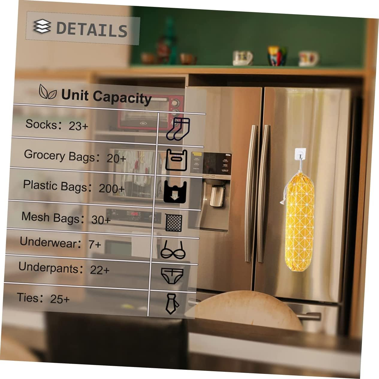 Holibanna Wall Hanging Storage Bag Waste Bag Holder for Kitchen Fridge Organisation Organizers Decorative image number 4