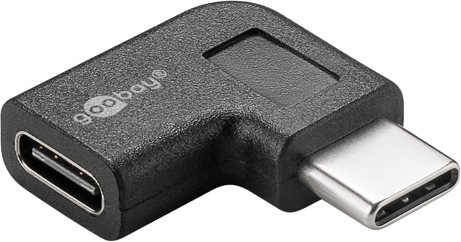 Goobay USB-C to USB-C 90 Degree Plug Adapter, Black image number 1