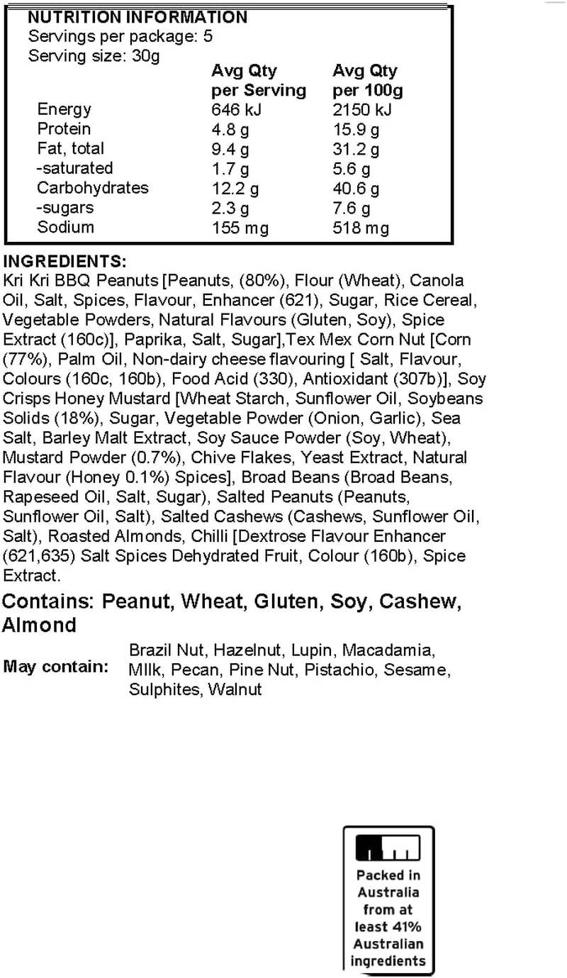 J.C.&rsquo;S Quality Foods Backyard BBQ Mix &ndash; 150G | Savoury Snack Mix with BBQ Kri Kri Peanuts, Honey Mustard Soy Crisps, Cheese Corn, Broad Beans, Almonds & Cashews image number 2