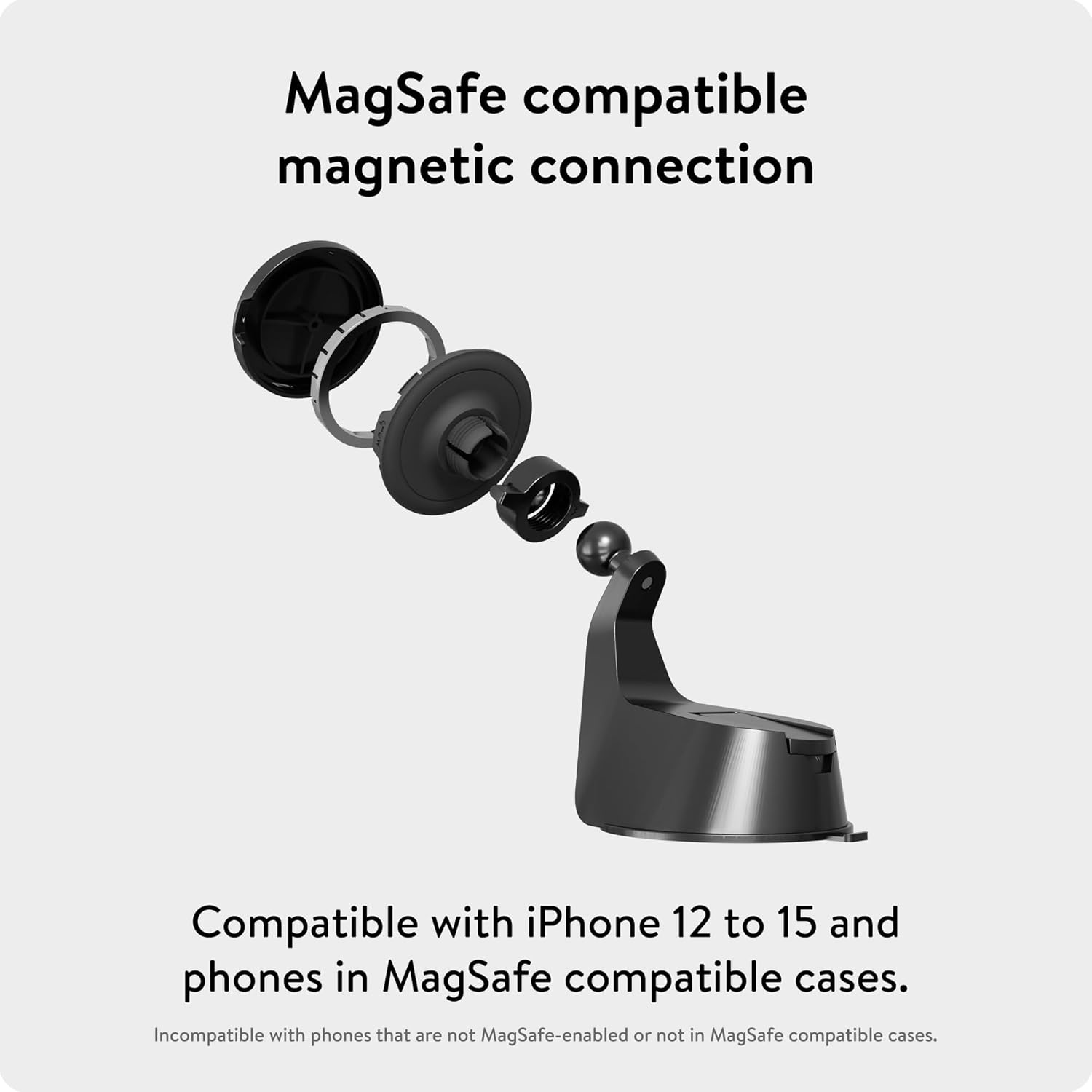 Mous - Magsafe and Pixelsnap Compatible Car Mount Phone Stand - Suction Mount for Iphone 12/13/14/15/16/17 Series with Magsafe Cases image number 2