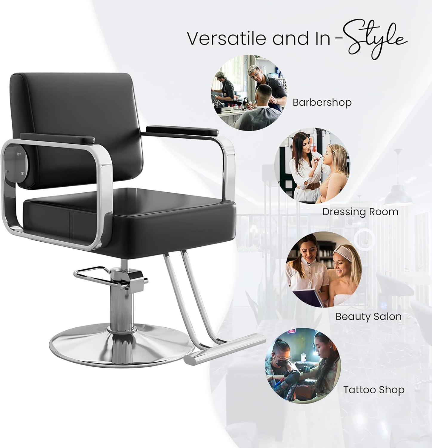 Lauft Salon Stool Swivel Chair Backrest Barber Hair Dresser Chair Hydraulic Lift Rotating Spa Seat (Blk-01) image number 1
