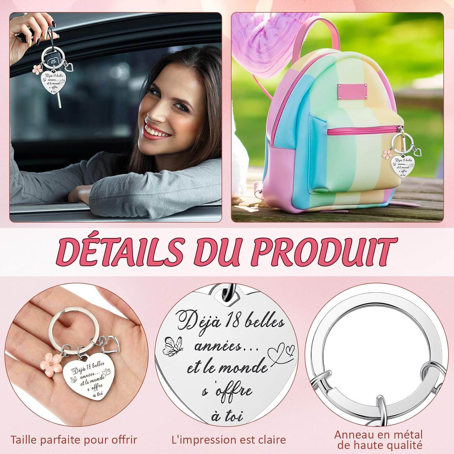 Xuniea 18Th Birthday Gift for Girls Cosmetic Bags with Zipper and Flower Pendant Keychain Funny Birthday Gifts for Women, Classmates, Friends, Niece, White, Fashion