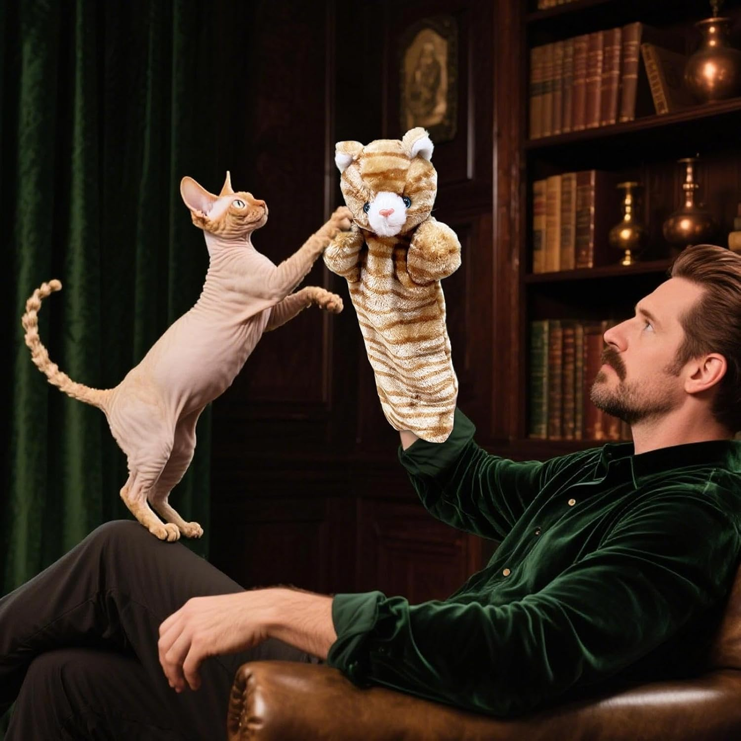 YNPQTDS Cat Puppet Wrestler - Soft Cat Glove Puppet for Indoor Exercise | Sensory Stimulation Interactive Game for Boredom Relief Mental Stimulating Enrichment Training Entertainment - Mouse image number 7