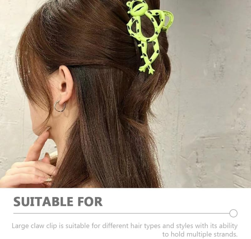 Frog Claw Hair Clip - Large Green Alloy Hairpin Accessory for Women, Fun Cartoon Non-Slip Claw for Thick Hair, Multi-Functional Jaw Clips for Weddings and Everyday Use image number 6