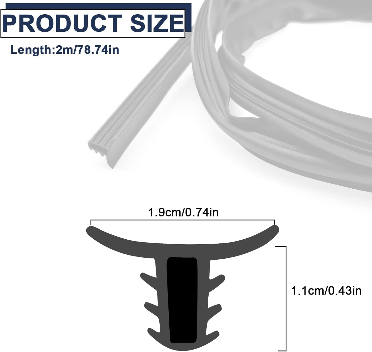 2.0M Universal Car Slit Windshield Trim Strip, Car Rubber Seal Protector Guard Strip, Car Dashboard Seal Strip, Dashboard Panel Sound Insulation Adhesive Strips, Suitable for Cars, Trucks, Boats, Rvs image number 3