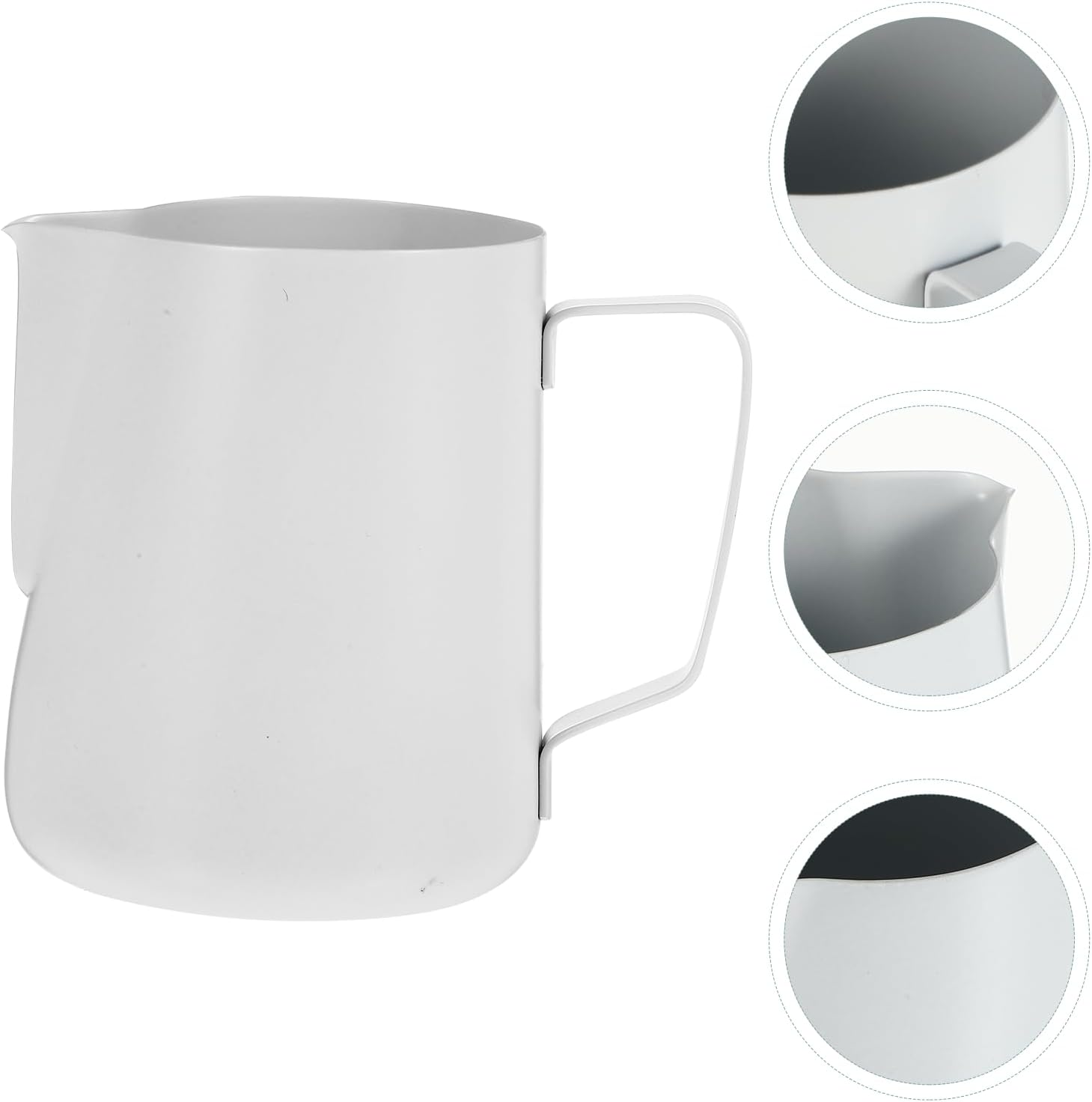 Balacoo 600Ml White Stainless Steel Milk Frothing Pitcher with Non-Stick Coating Thickened Coffee Frother Cup for Latte Art and Espresso Milk Steaming