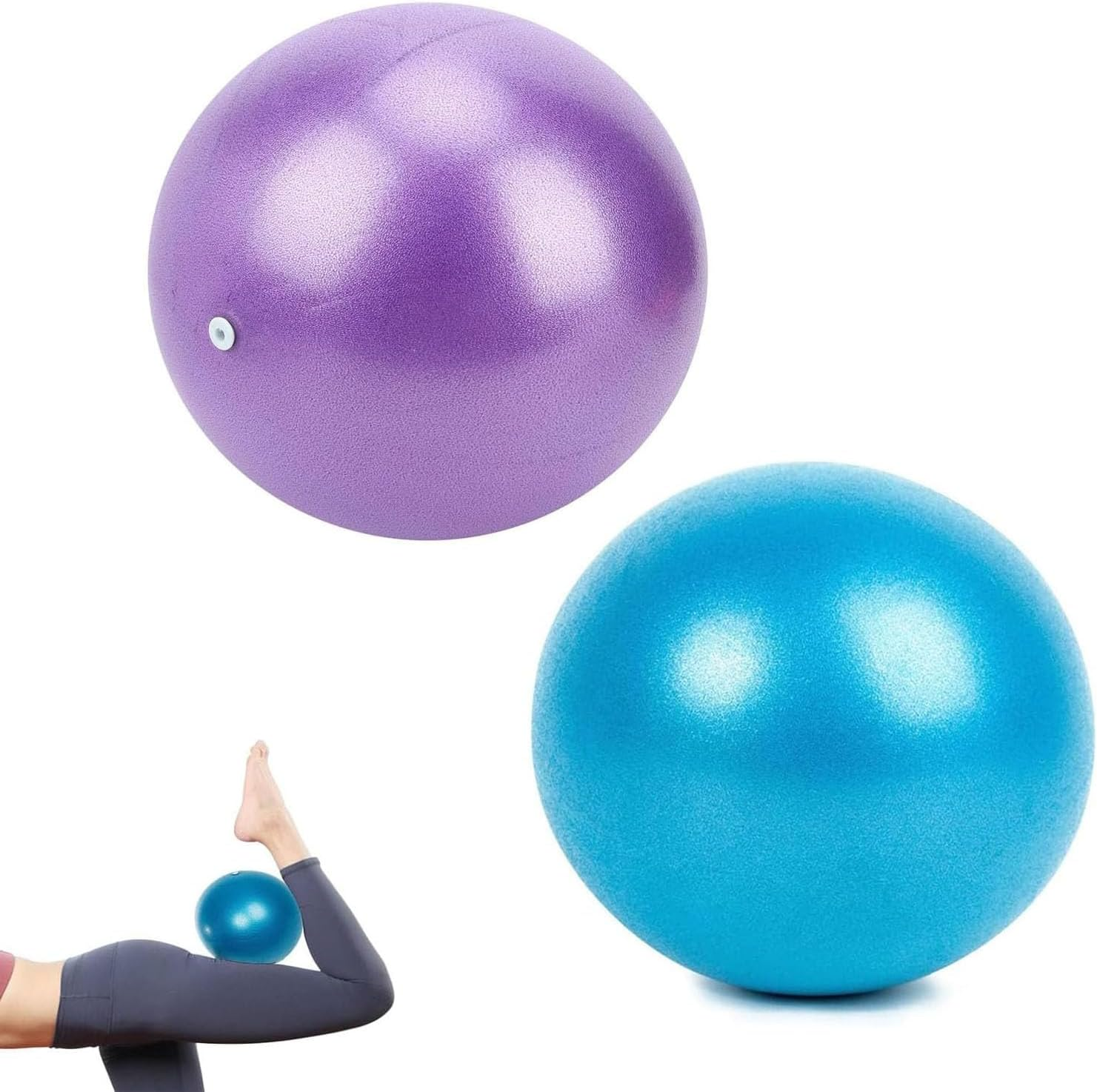 2 Pack Small Pilates Balls,25Cm Mini Yoga Ball,Exercise Ball,Stability Exercise Training Gym anti Burst and Slip Resistant Balls,For Abdominal Workouts, Core Strengthening(Blue, Purple) image number 4