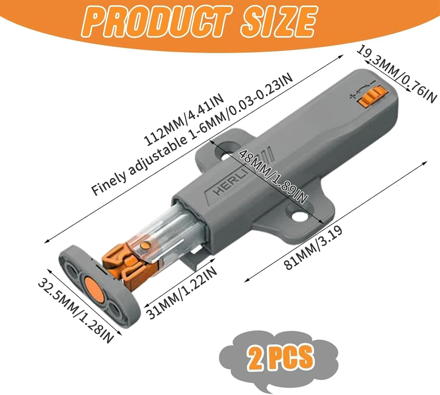 Yeanifeana 2-Pack Push to Open Latch, Touch Lock Drawer Pull for Cabinet Door Rebound, Tip-On RV Cabinet Catches for Kitchen, Bedroom, Wardrobe & Window (Gray) image number 5
