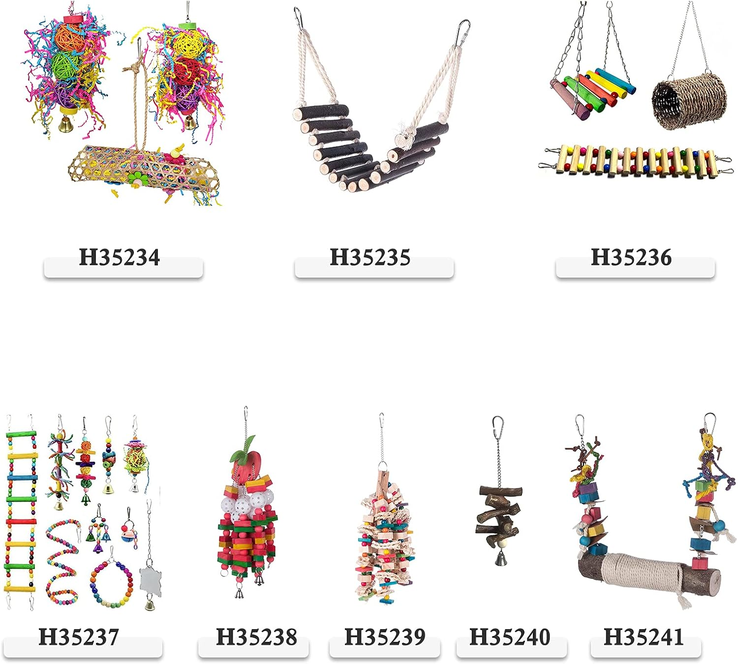 Staright Bird Swing Perch for Birds Chewing Toy Parrot Chew Toy Bird Cage Hanging Training Toy Accessories for Large Medium Birds image number 6