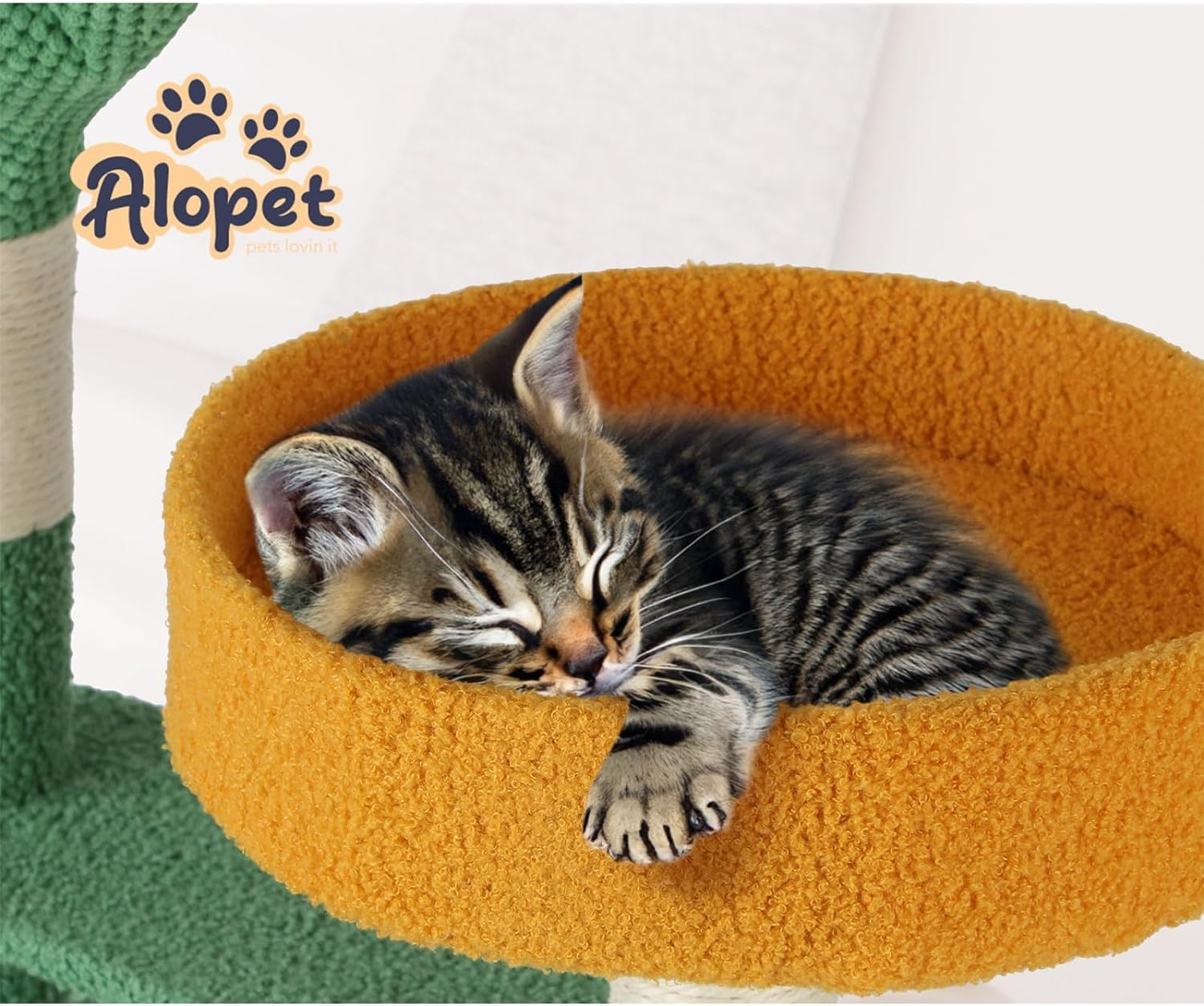 Alopet 144Cm Cat Tree with Ladder and Scratching Post, Cat Tower Condo Green image number 5