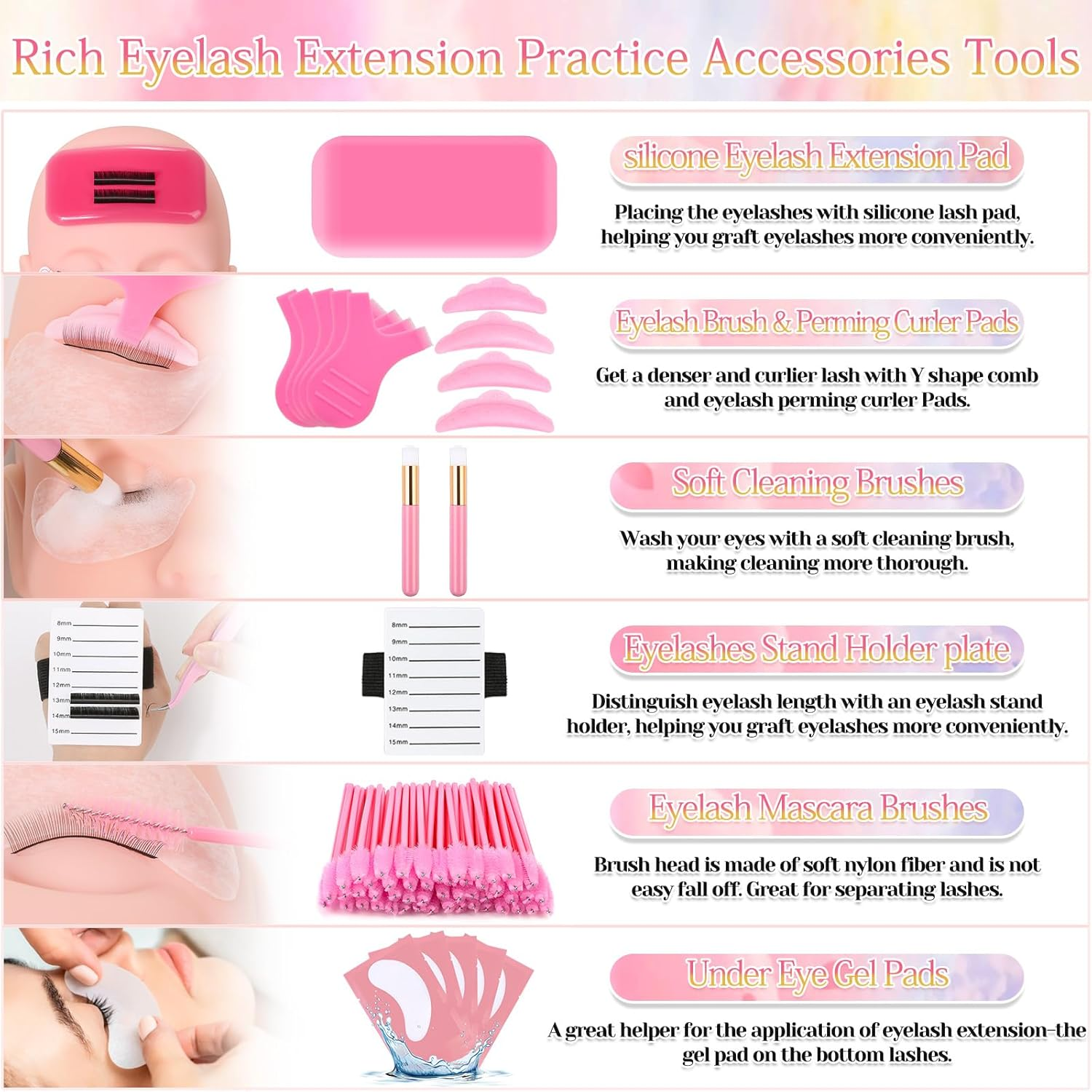 Lashes Kit for Eyelash Extension Beginners 470PCS Professional Lash Mannequin Head Practice Kit with Everything Lash Glue Lash Shampoo Lash Fan, Lash Extension Supplies for Practice Training image number 1