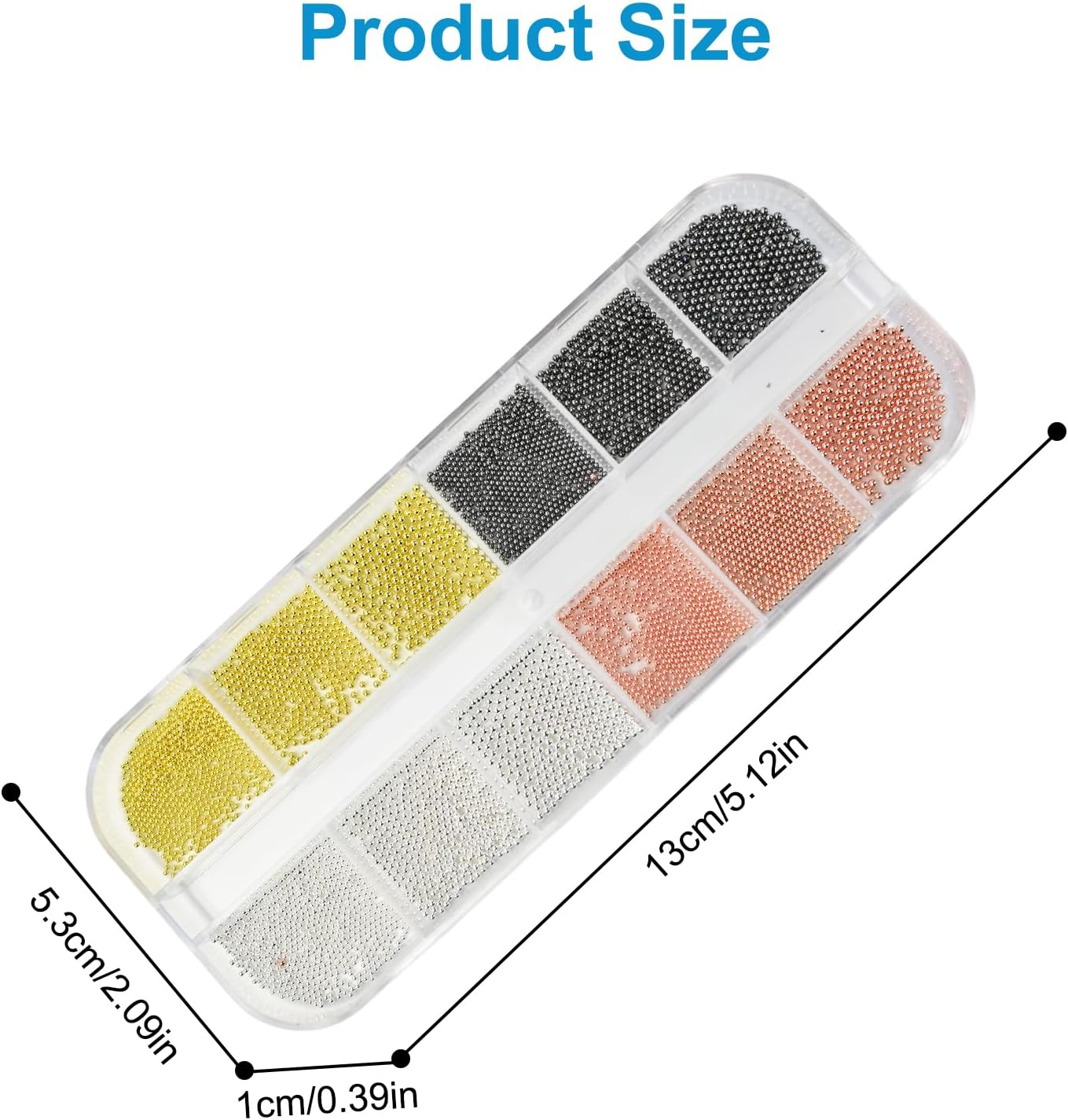 Teccfly Premium DIY Nail Charms, Nail Pearls& Metal Caviar Beads,Accessories for Face Art & Crafts (Gold, Silver, Rose Gold, Gun Gray) image number 6