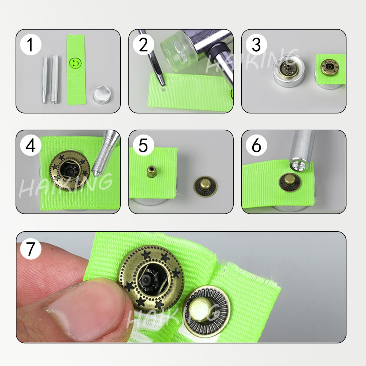 HAIKING Leather Punch Tool, 3 PCS Snap Rivet Setter for Backpacks, Leathercrafts, Jeans, Clothes (About 7Cm/2.75 In) image number 3