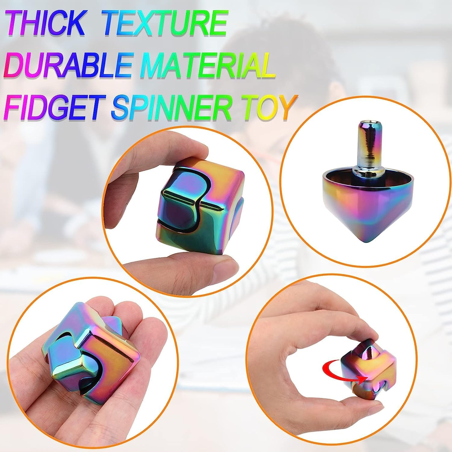 Bubble Buddy Fidget Cube Spinner Toys 4 in 1 Fidget Toys | Anti-Anxiety Toys, ADHD Toys, Autism Sensory Toys, Stress Relief Toys for Kids & Adults | Hand Spinner, Desk Toy, Pocket-Sized Fidget Gift image number 3
