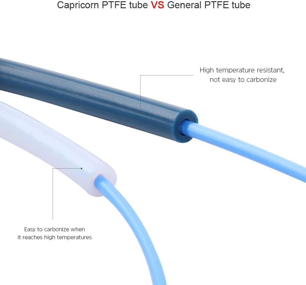 Capricorn Bowden PTFE Tubing 1M XS Series 1.75MM Filament with 2X PC4-M6 & 2X PC4-M10 Pneumatic Fittings & Tube Cutter for Creality Ender 3 V2/ Ender 3/ Ender 3 Pro/Ender 5/ CR-10/10S 3D Printer