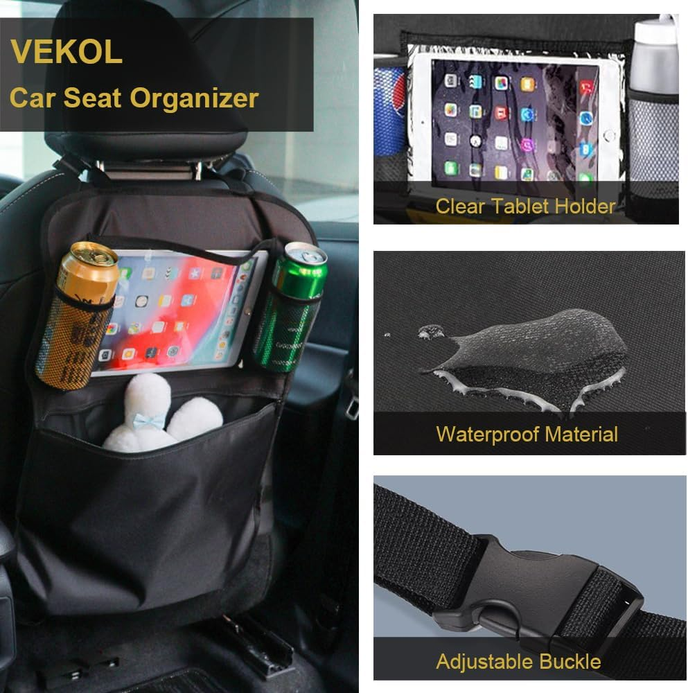 Car Seat Organizer 2 Pack Backseat Car Organizer, Kick Mats Back Seat Protector with Touch Screen Tablet Holder, Back Seat Organizer for Kids, Road Trip Essential image number 5