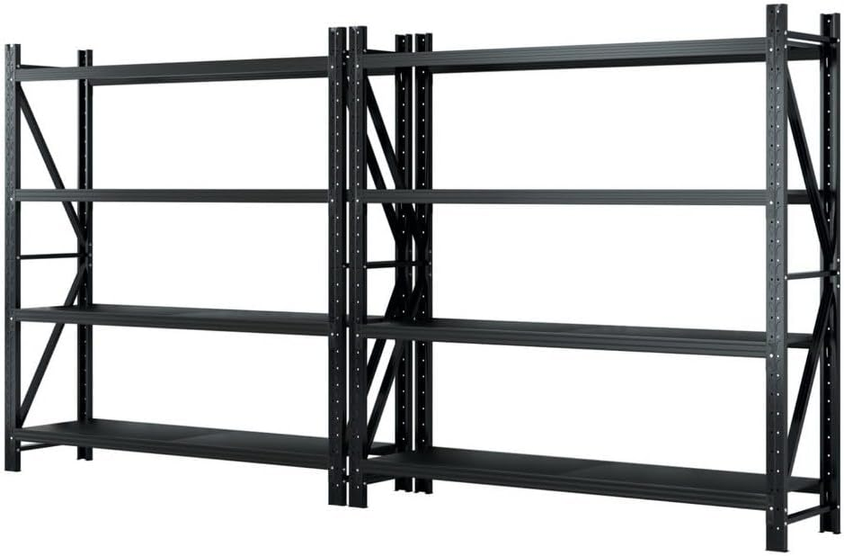 GIANTZ 2Mx2M Garage Shelving, Heavy Duty Steel Storage Shelves, Warehouse Rack Pallet Racking Shelving Unit with 200KG Capacity per Tier, Black