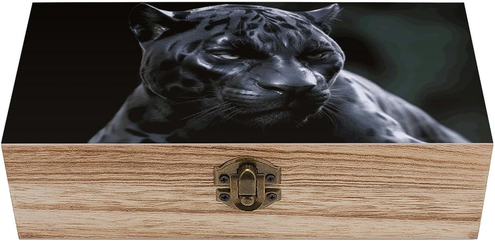 Black Panther Wooden Box Wood Wedding Keepsake Boxes with Lids Small Decorative Boxes Lightweight Wooden Memory Storage Box for Crafts Keepsakes Jewelry Photo Letter Storage image number 6