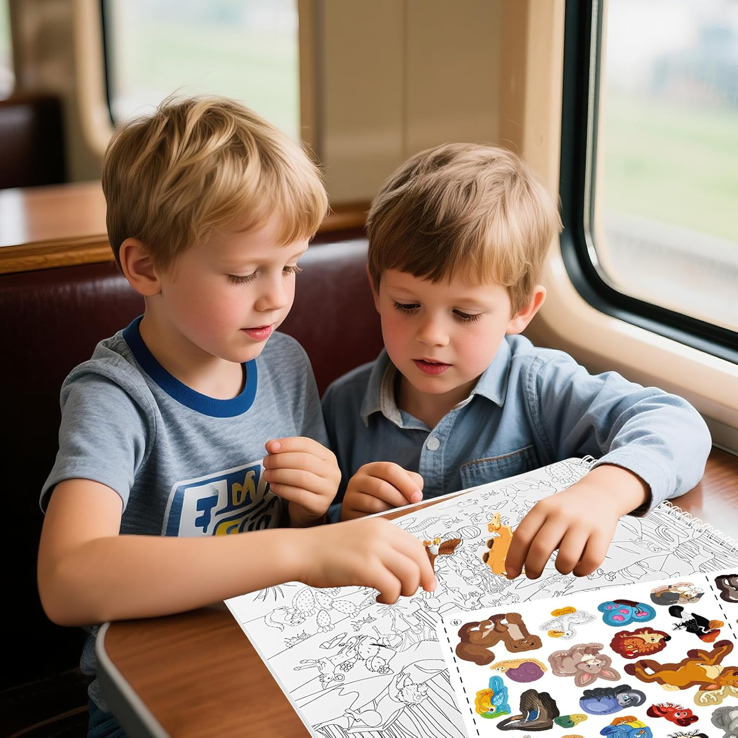 Elfew Find the Animal Sticker Book for Kids Ages 3+, Include 20 Hidden Theme Stickers for Kids, Learning & Educational Travel Toy, Find over 450+ Hidden Object image number 4