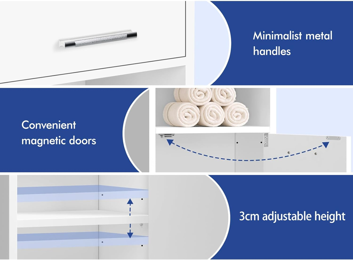 ALFORDSON Tall Chests of Drawers with Handles, Dresser Drawers Hallway Tallboy for Bedroom, Living Room Side Cabinet Standing Storage Cupboard, Indoor Furniture Home Organiser Sideboard, White Colour image number 1