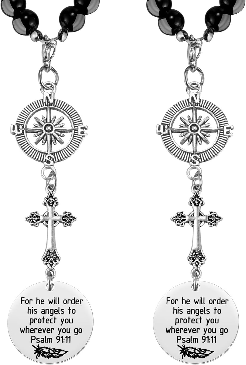 2 Pack Guardian Angel Car Charm&Cross Car Charm Rear View Mirror Accessories Set,Cross for Car Rear View Mirror Car Charm,Guardian Angel for Car,New Driver Gifts