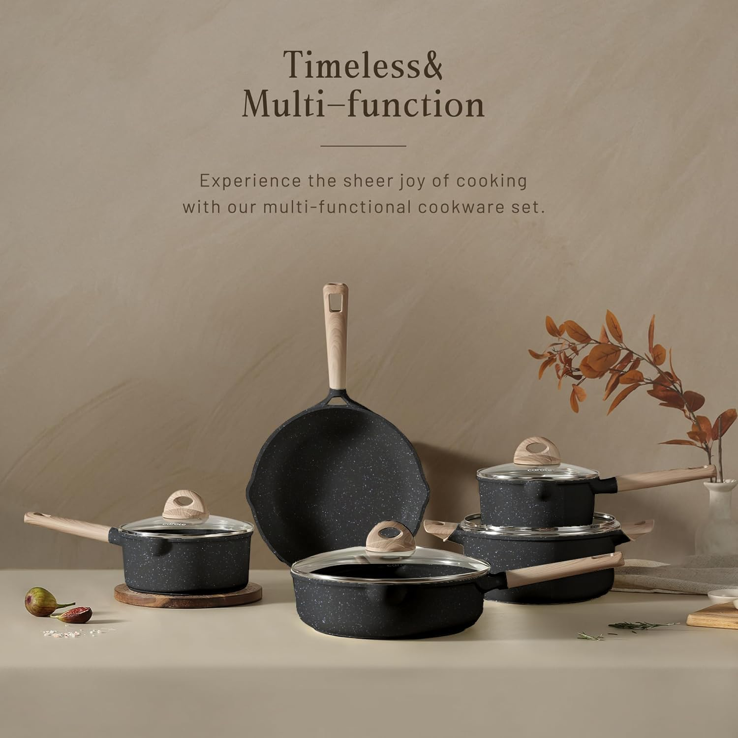 17Pcs Pots and Pans Set, Kitchen Cookware Set with Removable Handle, Non-Stick Aluminum Kitchen Cooking Sets, Silicone Tools and Pot Protectors, Versatile Cooking Essentials, PFAS and PFOA Free image number 1