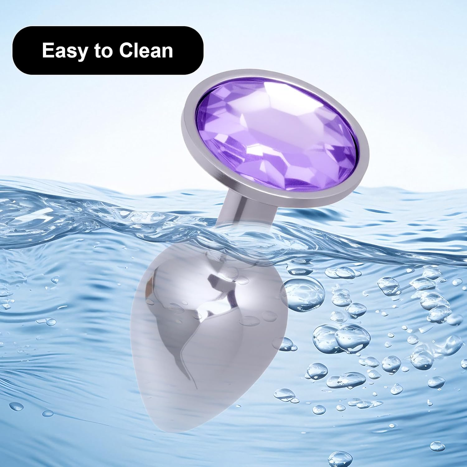 OJIOIJI Small Fetish Anal Plug, Personal Sex Massager, Stainless Steel Butt Plug for Women Men Couples Lover, Purple image number 3