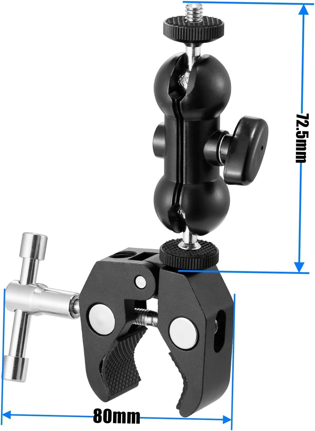 WANBY Camera Clamp Mount Double Ballhead Table Magic Arm Monitor Desk Mount Bracket with Super Clamp with 1/4" and 3/8" Thread for DSLR Camera Rig LCD Monitor LED Flash Lights image number 3