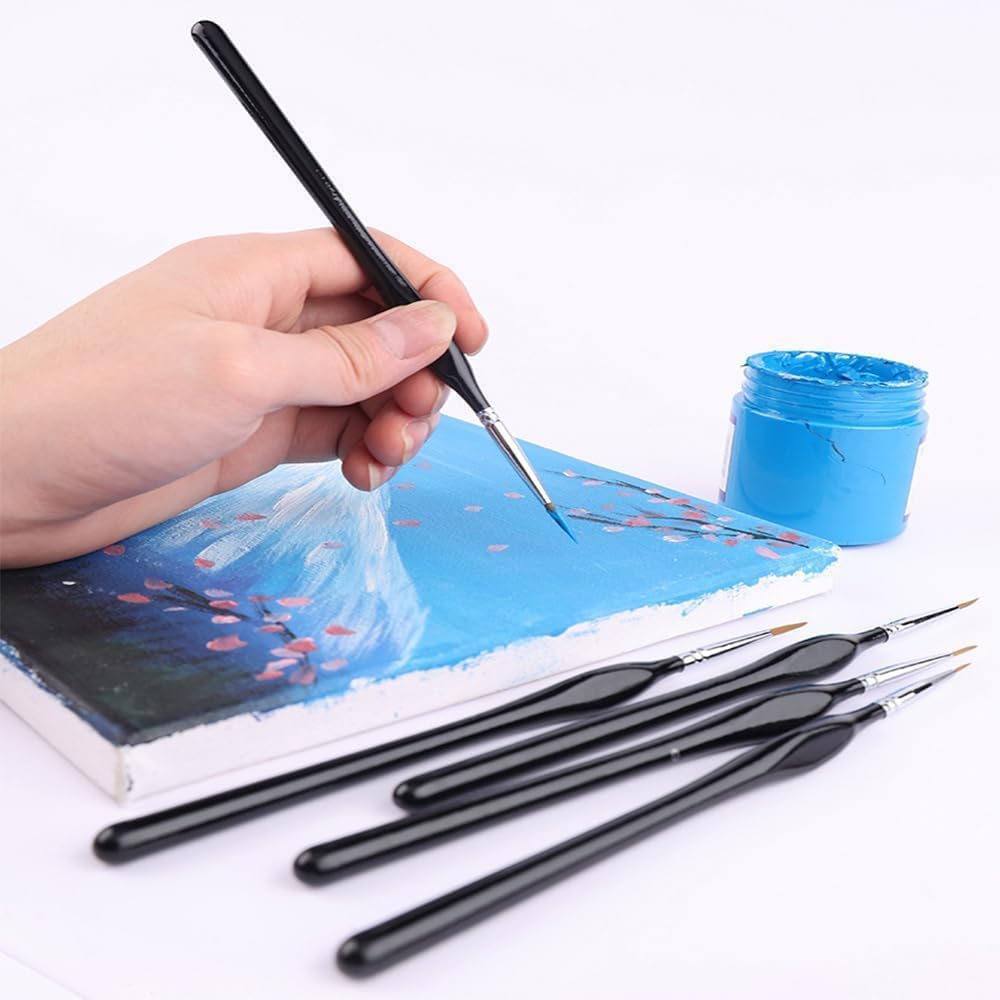 JCBCKJ Drawing Hook Pen Fine Detail Paint Brush Set 11 Pcs, Tiny Professional Micro Miniature Painting Brushes Kit with Ergonomic Handle for Acrylic, Oil, Watercolor, Art, Scale Model, Face image number 3