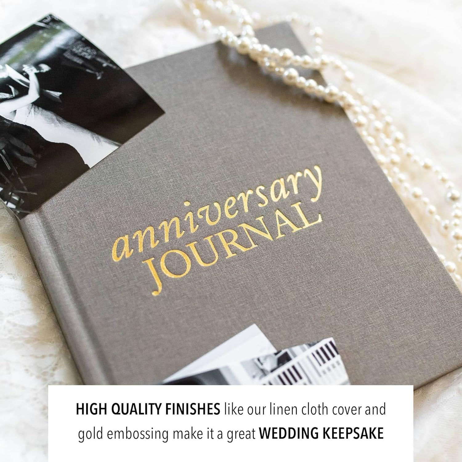 Anniversary Journal by Duncan & Stone - Taupe | Wedding Journal Book for Couples | Marriage Scrapbook Gift | Memory Gifts for Couples | Keepsake for Anniversaries image number 4