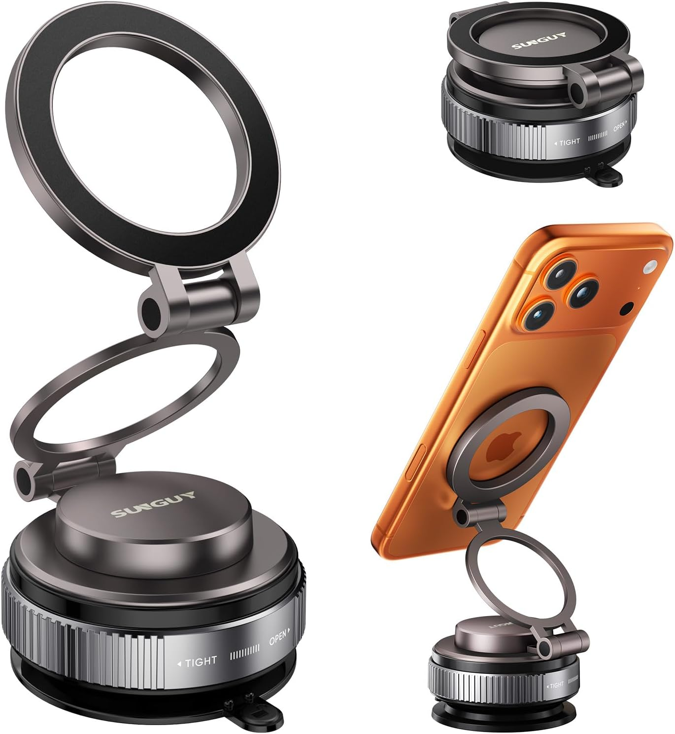 SUNGUY Upgraded 360&deg; Nano Gel Vacuum Magnetic Phone Holders for Your Car Suction Cup Car Phone Mount for Magsafe, Car Phone Holder for Windshield/Gym/Mirror, Cell Phone Car Mount for Iphone&Android image number 3