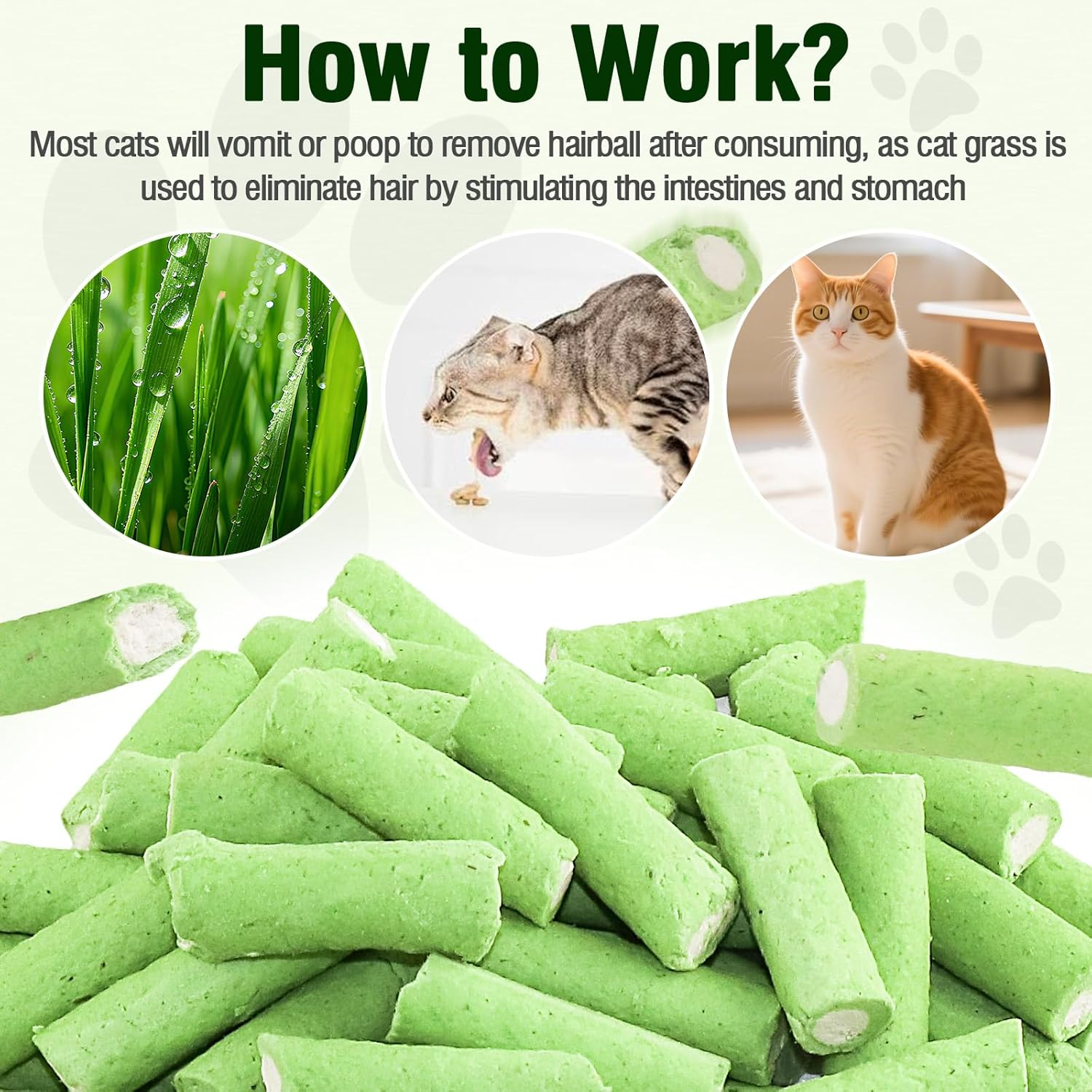 Cat Grass Teething Sticks, 100G Edible Freeze Drying Cat Grass Treats, Cats Chicken Snacks for Hairball Removal and Dental Care image number 5
