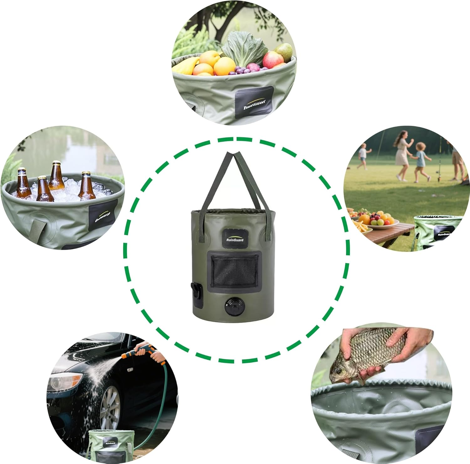 Outdoor Water Bucket Water Storage Collapsible Bucket, 25L Folding Water Bucket, with Handle Portable Wash Basin for Camping Folding Bucket Fishing Travelling Outdoor Gardening Car Washing image number 6