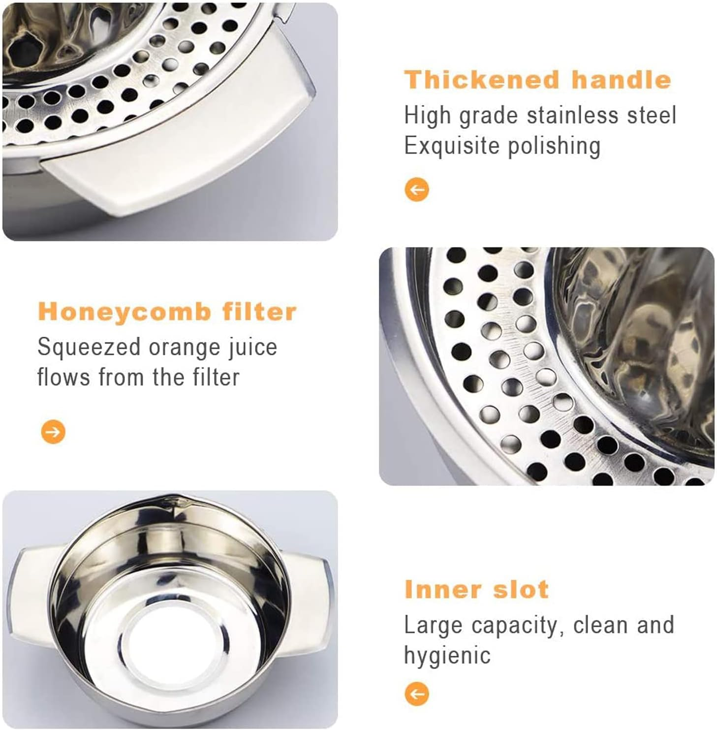 Stainless Steel Fruit Lemon Citrus Orange Juicer Manual Press Squeezer with Bowl Storage image number 2