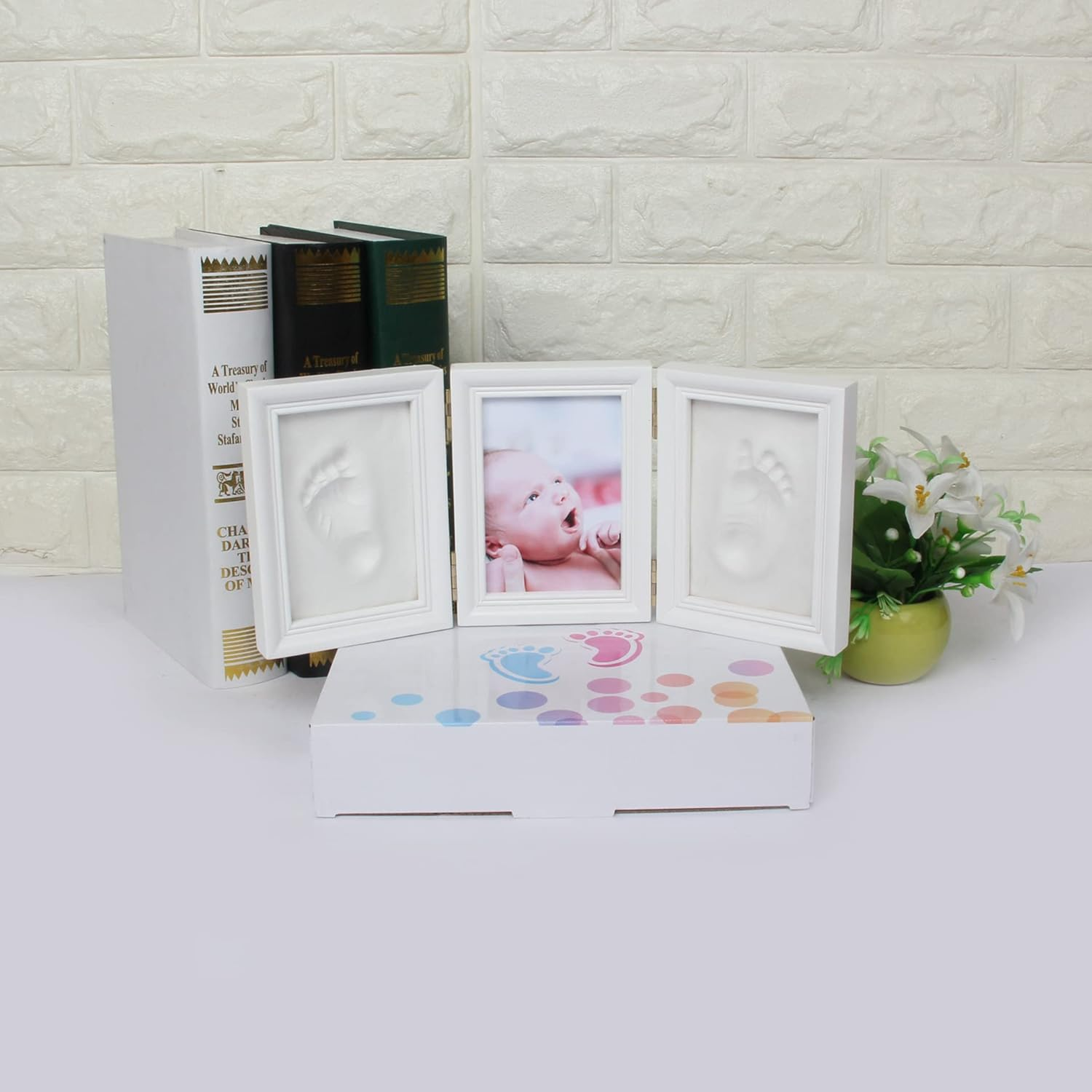Baby Hand and Footprint Kit, Baby Footprint Kit, Baby Handprint Kit, Footprint, Handprint, Baby Imprint Kits, Newborn Baby Gifts, Nursery Picture Frame, Shower Gifts, Milkywhite, HG and J - Blue image number 4