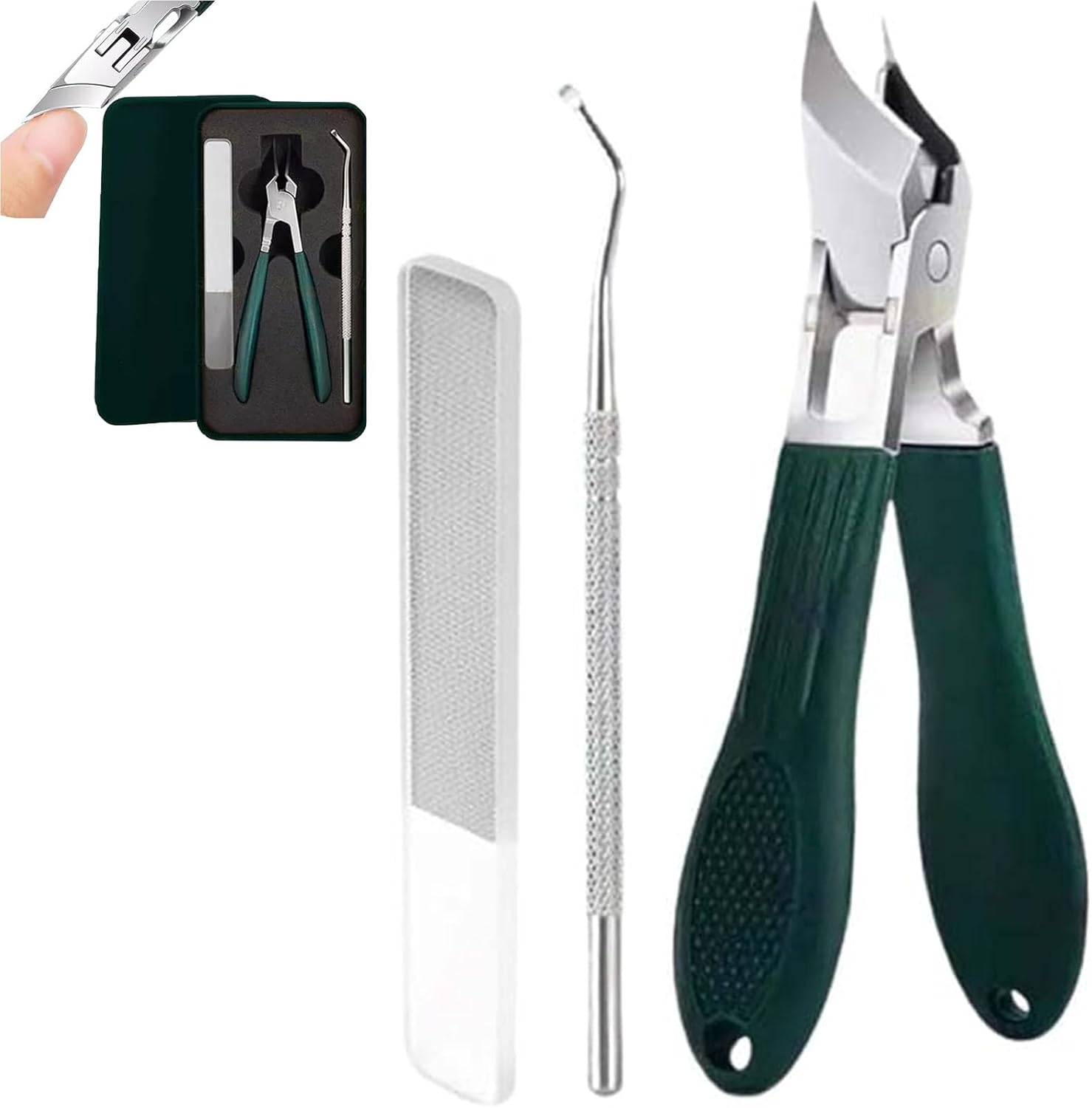 Corta U&ntilde;as Adulto, 3 PCS Kit De Corta&uacute;&ntilde;as Biselado Con Forma De Pico De &Aacute;guila, Corta&uacute;&ntilde;as Inclinado Con Abertura De Mordaza Ancha Y Antisalpicaduras Para, Para Manicura Y U&ntilde;as De Los Pies (Blue)